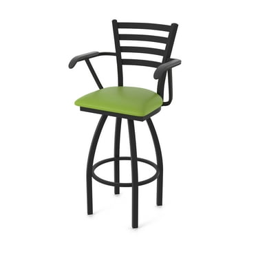 415 Jackie with Arms 30" Swivel Bar Stool with Black Wrinkle Finish and Canter Kiwi Green Seat