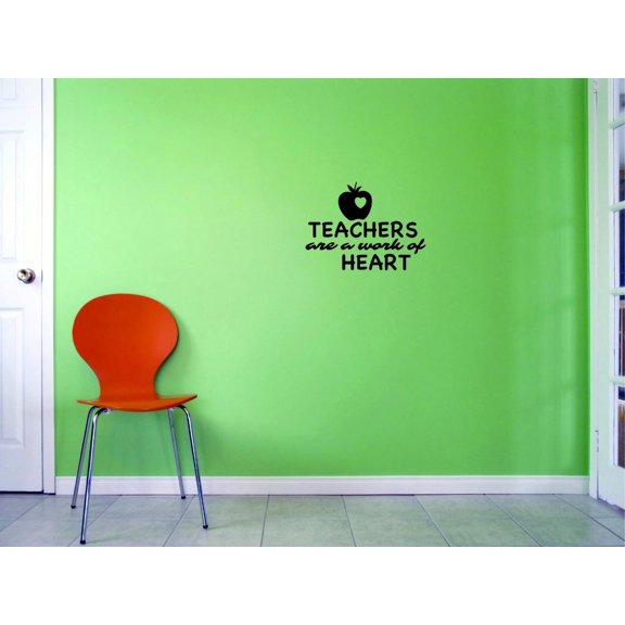 Custom Decals Teachers Are A Work Of Heart Wall Art Size: 20 X 30 Inches Color: Black