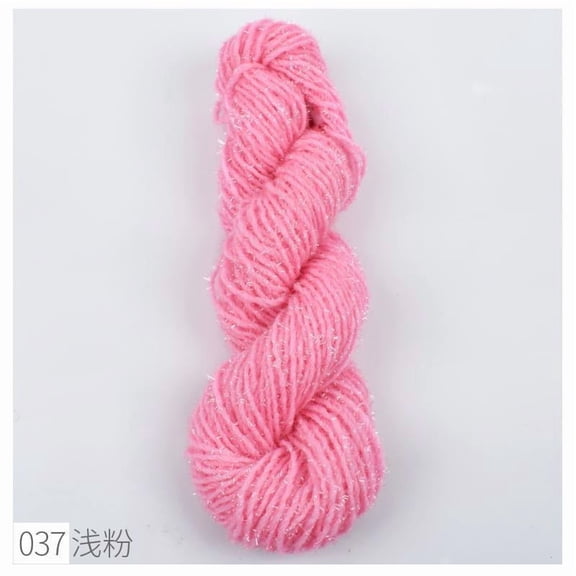 Firefly Hope 1 Roll Elegance Sparkly Yarn, Metallic Cotton Blend Fine Sport Weight Yarn for Knitting & Crochet, Lightweight Craft Thread 35g(70m) for Shawls & Sweaters, Light Pink