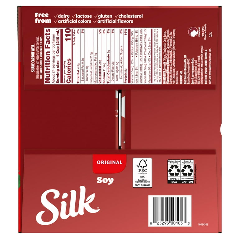 Silk Original Plain Soybean Soy Milk, Shelf-Stable, 1 Quart