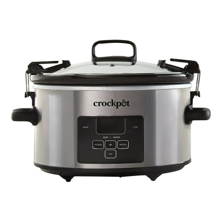 Crock-Pot 7 Quart Portable Programmable Slow Cooker with Timer and Locking  Lid, Stainless Steel