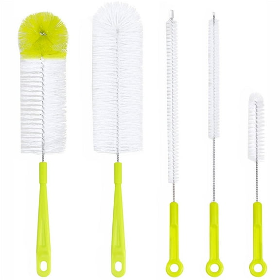 Jamlynbo 5 Pcs Baby Bottle Bristle Cleaning Brushes Set Long Handle Multi-Functional Bottle Cup Brush Kitchen Tools