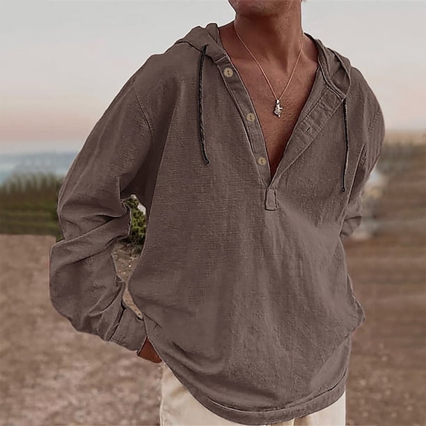Blusa de manga larga con capucha para hombre, informal, a la moda, con cuello de manga larga, transpirable, para hombre