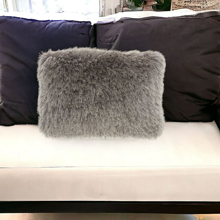 Beige Super Shaggy Throw Pillow Beige Super Shaggy Throw Pillow