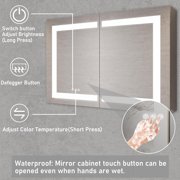 36x24 inch Bathroom Medicine Cabinet with Mirror, Wall Mounted Aluminium body Large Storage Vanity Mirror Cabinet, Anti-Fog Adjustable LED Lights