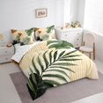 thumbnail image 3 of Manfei Green Leaf Plant Bedding Comforter Set 7pcs, Mid Century Fashion Queen Bedding Sets, Minimalst Geometric Reversible Queen Sheet Sets, Ultra Soft Home Decor, 3 of 7