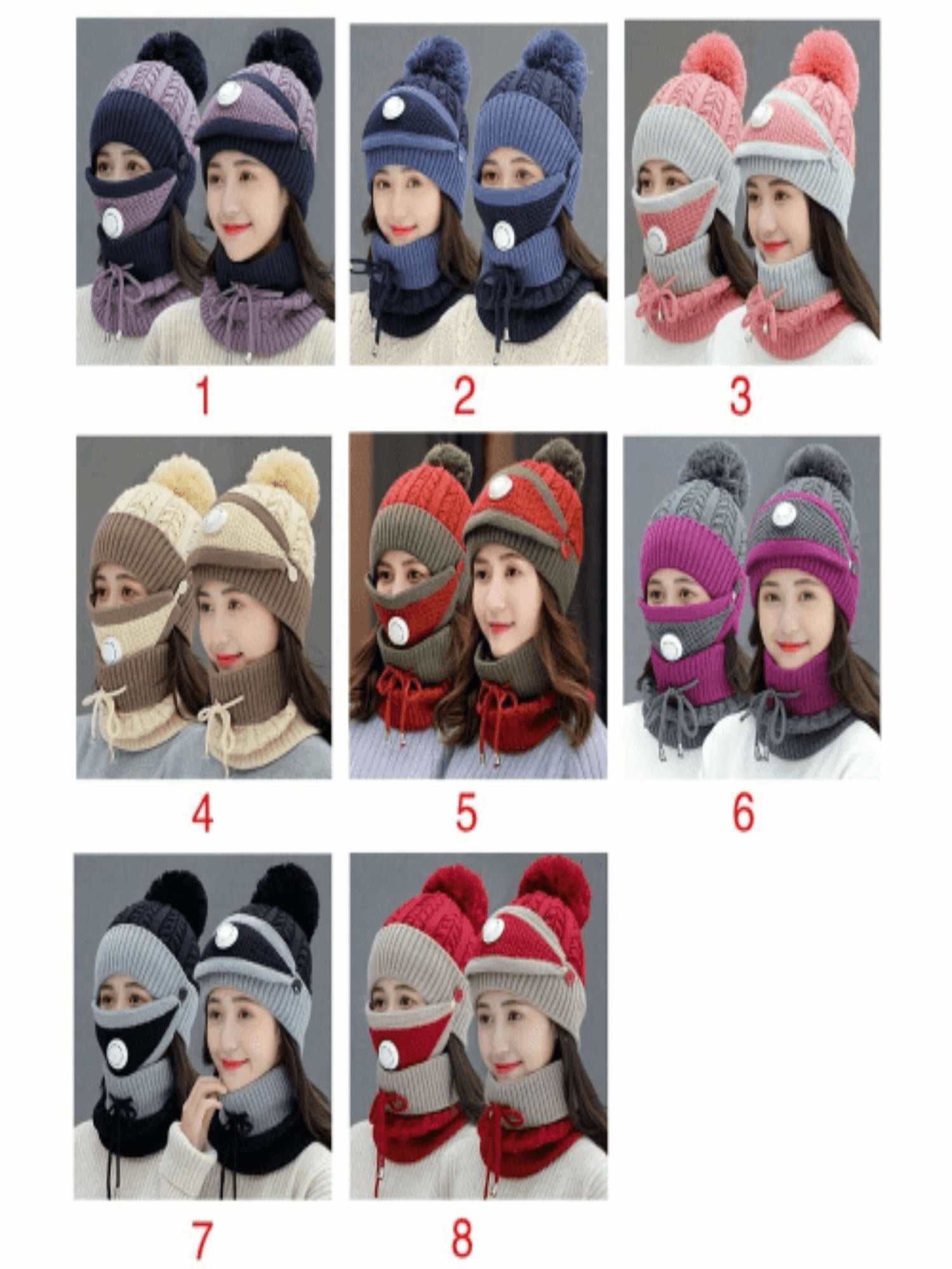 Women 3pcs Winter Hat Set For The Cold Weather
