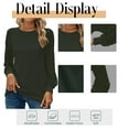 thumbnail image 5 of Mengpipi Women's Long Sleeve Blouse Lace Waffle Knit Loose Casual Tops, Green-M(US 8-10), 5 of 7