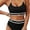 Black043, variant on Women's High Waisted Bikini Ribbed Two Piece Swimsuit High Cut Color Block Adjustable Straps Bathing Suit
