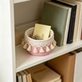thumbnail image 6 of JHyouerji Polyester Woven Storage Basket with Tassels,Pink Compact Decorative Cylindrical Bin for Cosmetics Makeup Brushes Desk Bathroom Storage, 6 of 7