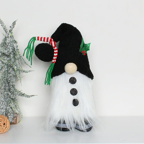 Faceless Snowman Plush Decor - Mini Soft Christmas Shelf Buddy & Tabletop Snowman multicolor