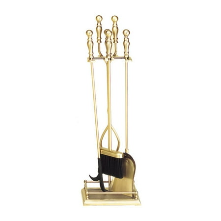 - Minuteman International Antique Brass 5 pc. Fireplace Tool Set - Framed Base