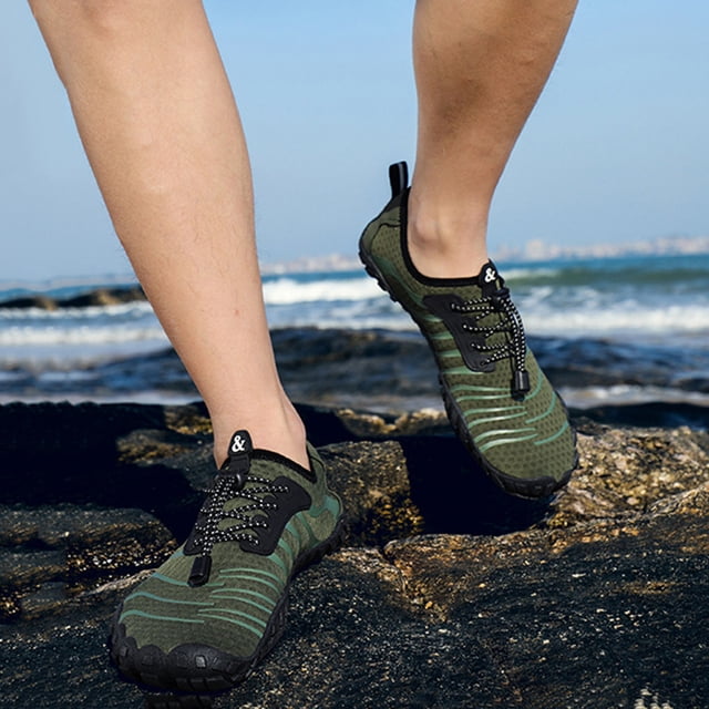 Zapatos de agua de playa para hombre, zapatos descalzos de malla para senderismo al aire libre (40 verde militar) Wdftyju Tenis De Mujer Tenis De Hombre