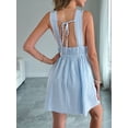 thumbnail image 5 of Women'S Fresh Seaside Vacation Style Strappy Sleeveless Backless Striped Dress Summer Light Blue S, 5 of 10