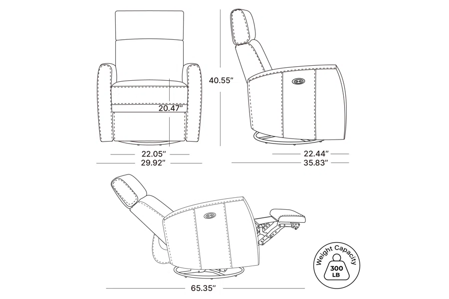 Spruce & Spring Premium Genuine Leather Power Swivel Glider Recliner With Dual Armrests 1 Piece Indoor Use Cream Fabric