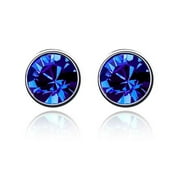KATGI Fashion Beautiful Round Shape Austrian Blue Crystal Earrings