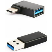 1+1 Premium USB Adapter Set: one 3.1 Angled 90 Degree Type C Male to 3.0 A Female Adapter and one 3.0 USB A Male to 3.1