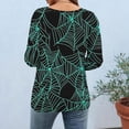 thumbnail image 4 of Yxbdin Halloween Spider Web Print Shirts for Women Graphic Tees Casual Crew Neck 3/4 Sleeve Tops Cozy Plus Size Tshirts for Halloween Holiday, 4 of 6