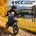 thumbnail image 3 of Gpower 49cc Dirt Bike for Kids 6–15, 2-Stroke Gas-Powered Mini Bike, 1-Seater, Black, 3 of 11