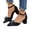 Black, variant on Women's Pearl Bow Suede Heeled Sandal Pointed Toe Block Heel Pumps Slip On Ankle Strap Dress Shoes for Wedding Party Blue Size 7