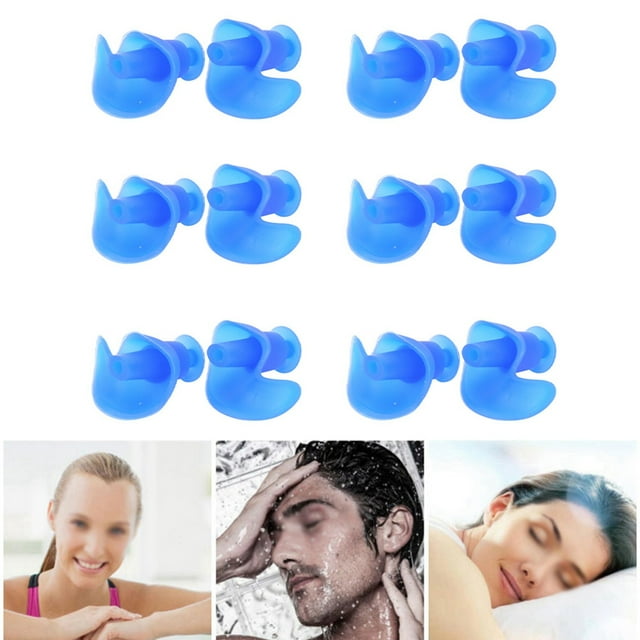 Taponas para los oídos de Silicona, 6 Pares de Tapones para los oídos en forma de espíritu a Prueba de Polvo, Natació, Buceo, Tapones para los Oídos azules para Bucear,