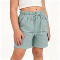 thumbnail image 5 of BXJX Boy's Cargo Shorts, Multiple Pockets Knee Length Relaxed Fit Elastic Waist Summer Shorts Light Blue Size 7-8 T, 5 of 8