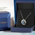 thumbnail image 5 of Gem Stone King 925 Sterling Silver Round Persian Blue Moissanite 3 Stone Circle Pendant Necklace for Women (0.69 Cttw, Gemstone Birthstone, With 18 inch Chain), 5 of 6