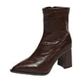 thumbnail image 2 of Viluyesy Womens Mid Calf Boots, Ponited Toe Zip-Up Block High Heels Fall Winter Fashion Dress Boots Brown US7, 2 of 9