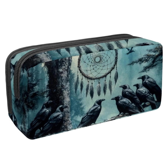 PhooArto Pencil Case, Forest Crows Dream Catcher Large Capacity Pencil Pouch Stationery Pen Bag