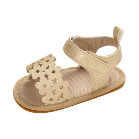 

Sandals For Girls Infant First Casual Walking Soft Fashion Anti-Slip Walkers Sandal Gold Size 12