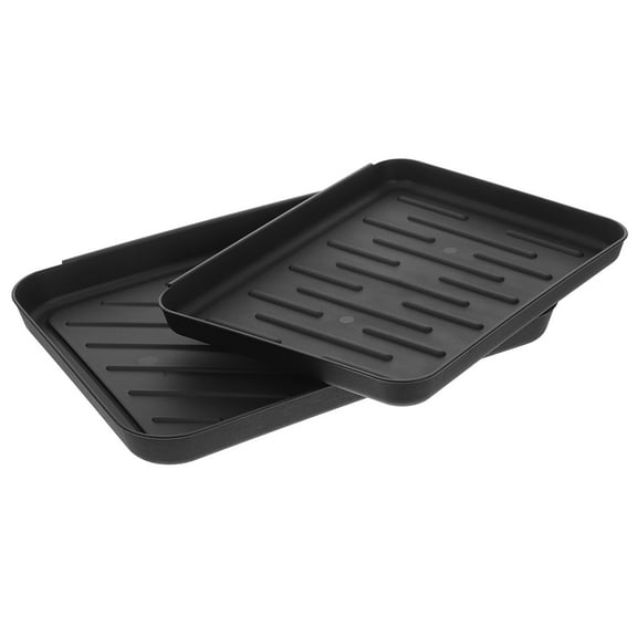 HEMOTON Plastic Tray for Storage Black Multifunctional Waterproof Boot Pet Tray 2pcs