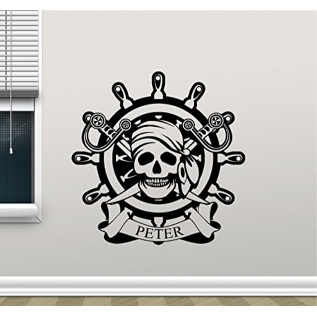 Pirate Skull Personalised Name Wall Art Mural Decal Sticker