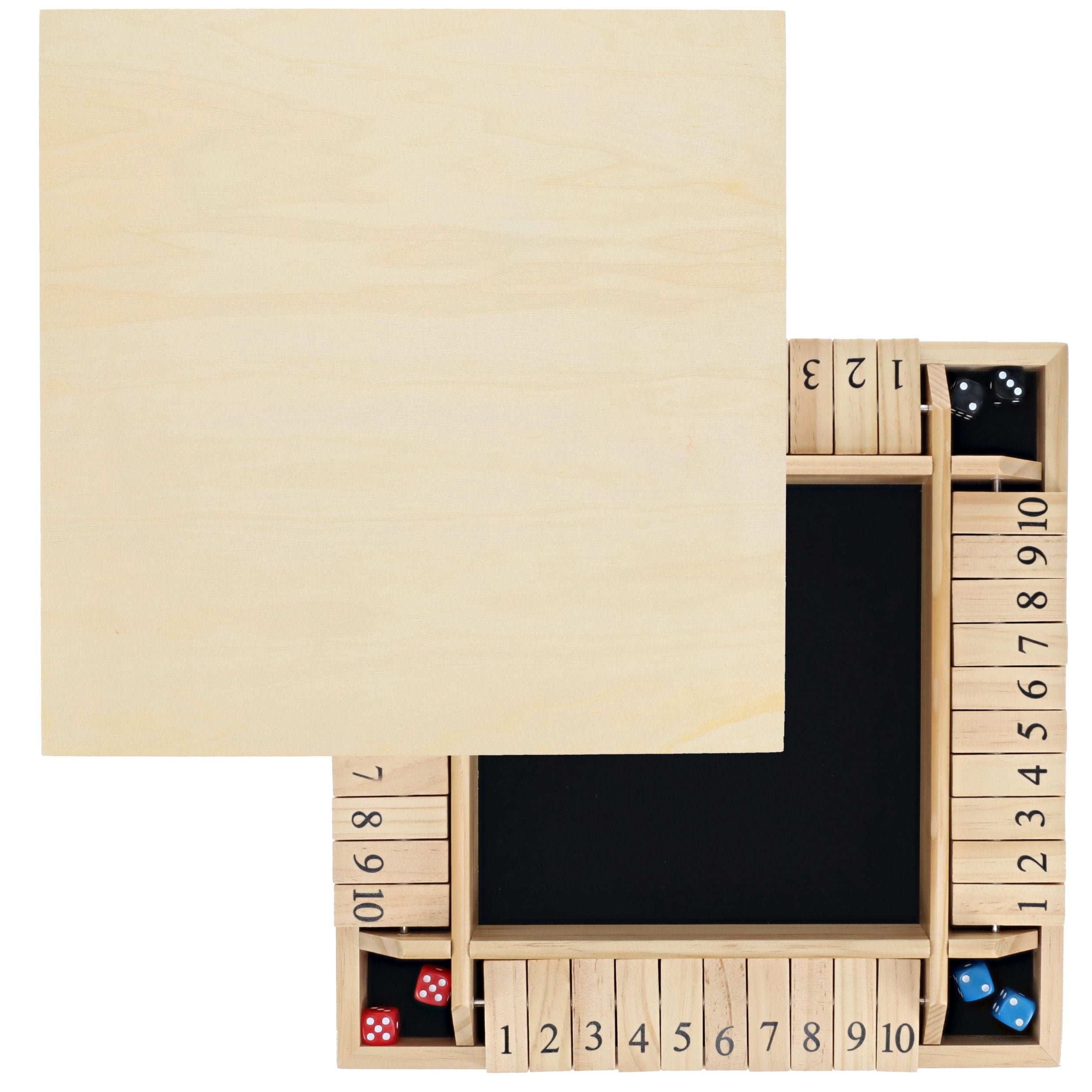 WE Games 4 Player Shut The Box Dice Game - Walnut Stained Wood - 14 In.