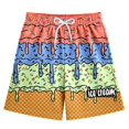 thumbnail image 4 of LIIPEE Girls Boys Baseball Shorts Waffle Ice Cream Printed Elastic Waist Drawstring Shorts With Pockets Toddler Leisure Party Shorts,Orange,3-4 Years, 4 of 4