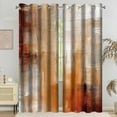 thumbnail image 2 of Orange Brown Gray Blackout Curtains, Abstract Rustic Vintage Window Drapes, Thermal Insulated Darkening For Bedroom Living Room Decor-38"W x 54"L (Pack of 2), 2 of 6