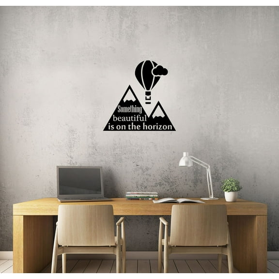 Something Beautiful Quote Hot Air Balloon Wall Sticker Art Decal for Girls Boys Kids Room Bedroom Nursery Kindergarten Garage House Fun Home Decor Stickers Wall Art Vinyl Decoration Size (10x10 inch)