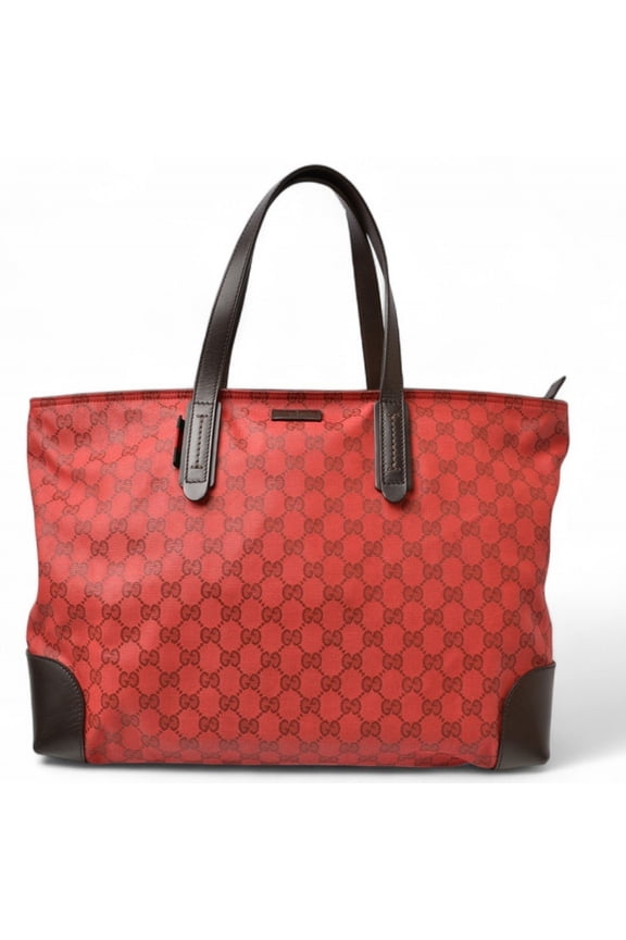 Pre-Owned Gucci Tote Bag Shoulder GUCCI Coated Canvas GG Dark Red Shelly 308928 (Good)