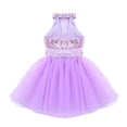 thumbnail image 4 of DPOIS Kids Girls Mock Neck Sequin Ballet Dancewear Gymnastics Leotard Mesh Tutu Dress, 4 of 4
