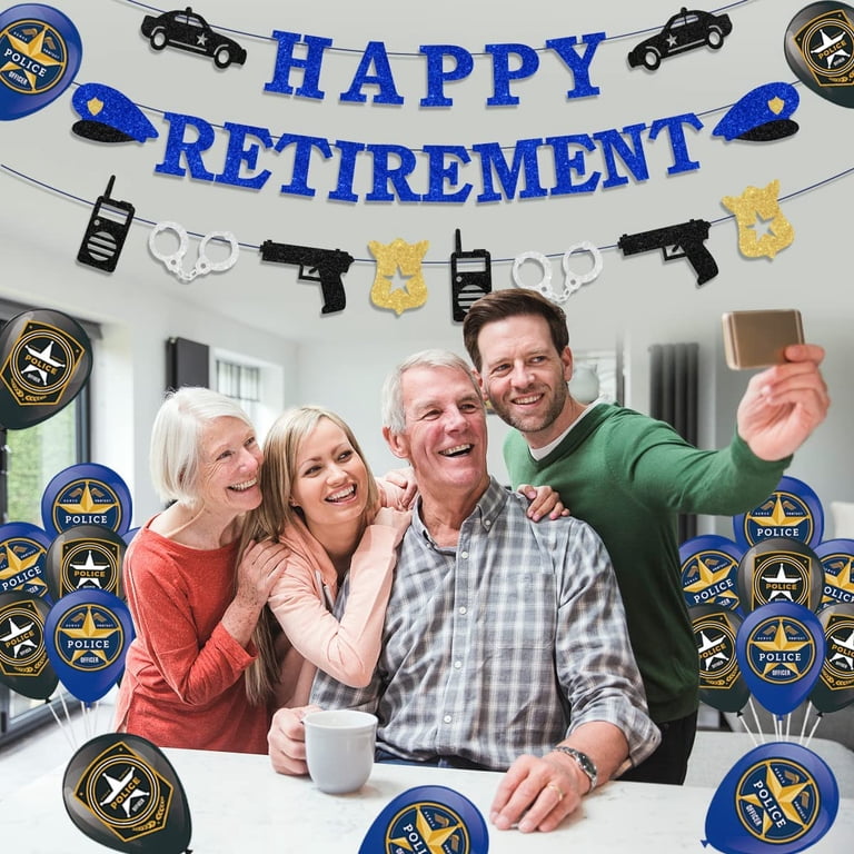 Happy Retirement Party Deko-Set Schwarz-Gold – Banner, Waben, Hängedeko – Für Rentner & Rentnerinnen Ruhestand Party Deko