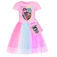 thumbnail image 1 of Girls Monster High Short Sleeve Rainbow Princess Dress Birthday Party Dress, 1 of 1