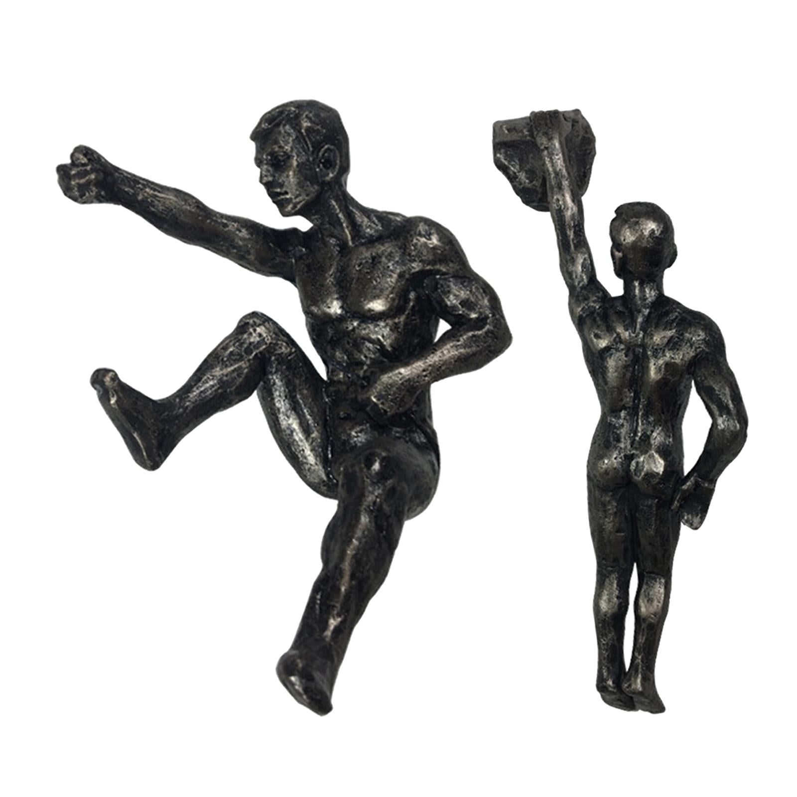 2x Statue Rock Climber Men Set of 2 figurines Men Bronze Large Wallhanging 