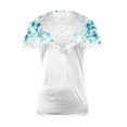 thumbnail image 4 of Ounisa Womens Short Sleeve Tops V Neck Solid Color Mesh Panel Pullover Casual Loose Fit Spring Summer Daily Wear Blouses S-3XL, 4 of 5
