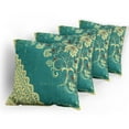 thumbnail image 5 of Ambesonne Abstract Throw Pillow Cover 4 Pack, Retro Flora Lace Frame, 24", White and Jade Green, 5 of 7