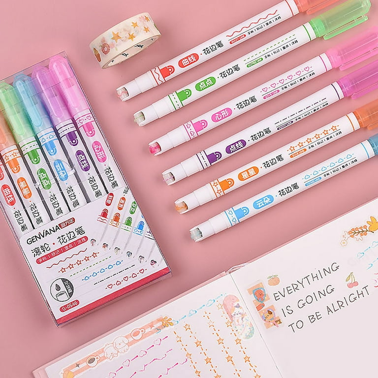 Cute School Supplies for Girls Drawing Pens 6Pcs DIY Graffiti