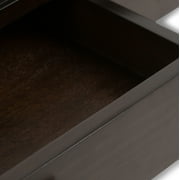 Simpli Home Cosmopolitan 42 inch Wide Solid Wood Contemporary Coffee Table in Mahogany Brown