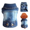 thumbnail image 2 of FTsdfkl Pet Clothes, Dog Jeans Jacket, Cool Blue Denim Coat Small Medium Dogs Lapel Vests, Puppy T-Shirt Comfort and Cool Apparel for Small Medium Dogs Cats,Vintage Textured Grain,XL, 2 of 9