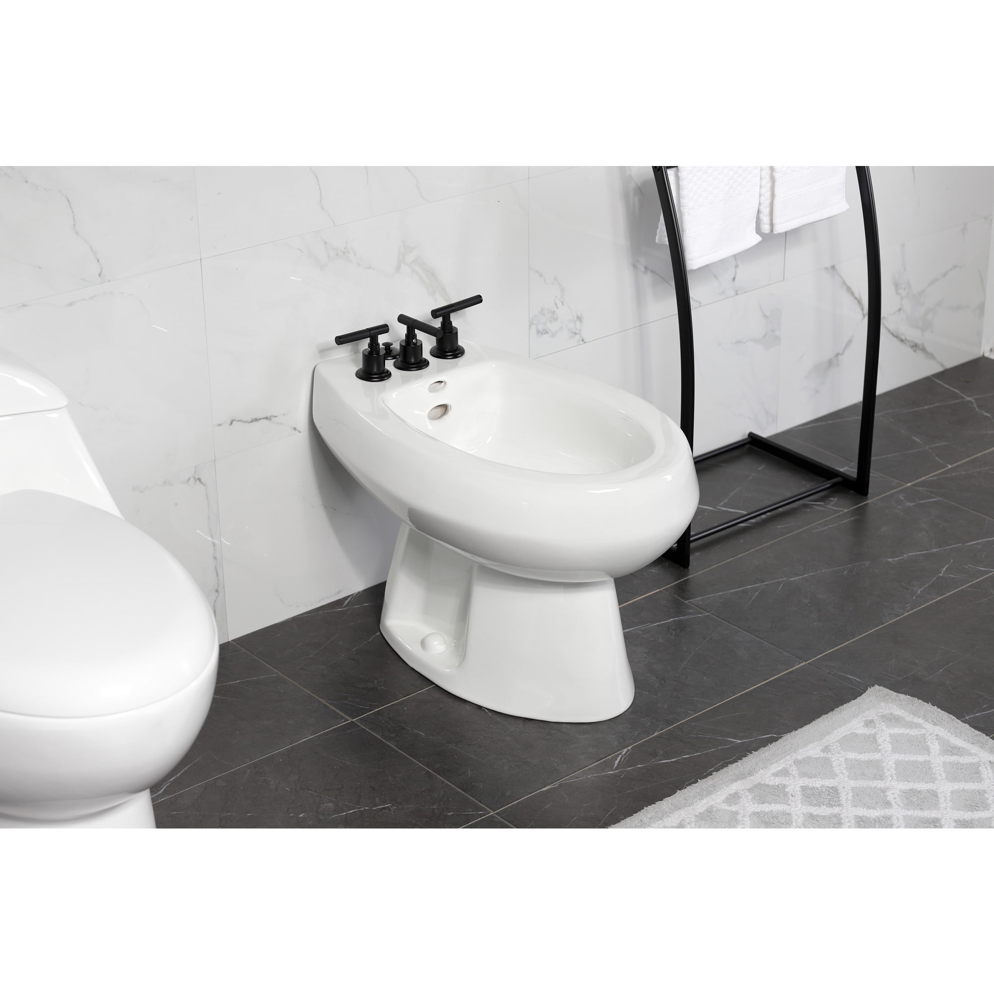 Kingston Brass KB6320CKL Kaiser Three-Handle Bidet Faucet with Brass Pop-Up, Matte Black
