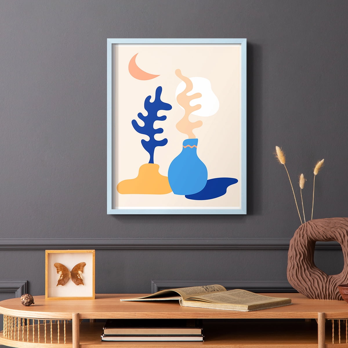 Matisse CDLXX in Blue Solid Wood Framed Print No Nail Hanging