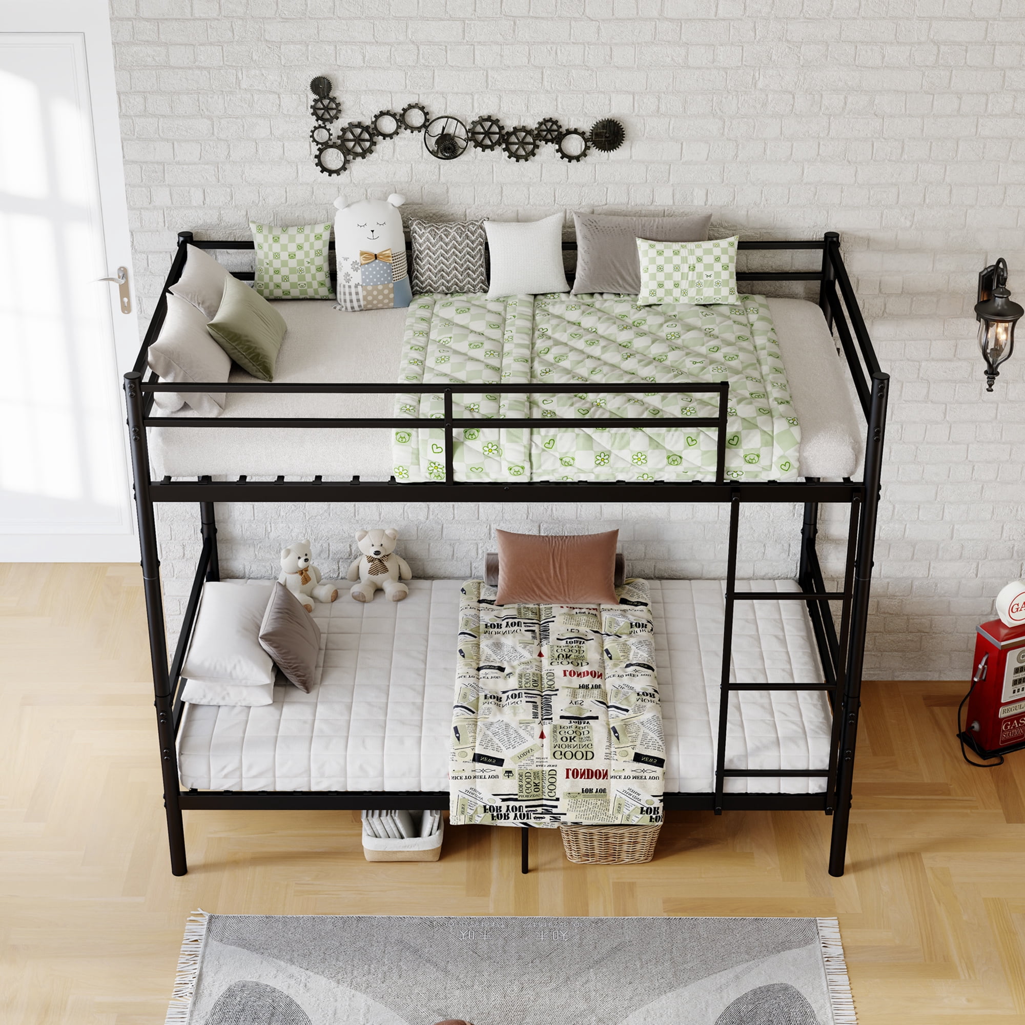 Mintazer Convertible Twin Over Twin Metal Bunk Bed, Separable into 2 Single Twin Beds, Black