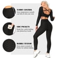 thumbnail image 4 of SEASUM Women's Butt Lift Leggings With Pockets Tummy Control Textured Booty Pants Workout Gym Tights Black M, 4 of 6